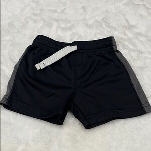 Carter's Black Athletic Shorts with Gray Side Panels and White Drawstring